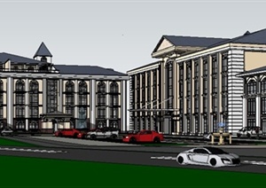 新古典多层行政中心办公楼建筑设计SU(草图大师)模型