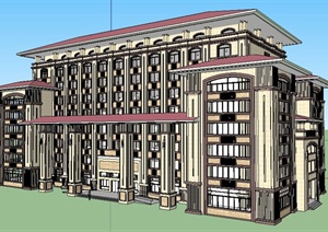 新古典小高层政府大楼建筑SU(草图大师)模型