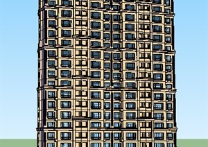 新古典风格双拼住宅楼建筑设计SU(草图大师)模型