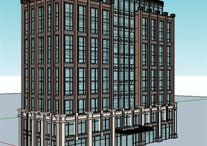 新古典10层办公楼建筑设计SU(草图大师)模型