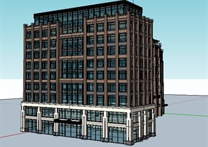 两栋新古典小高层办公楼建筑Su模型