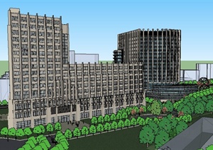 新古典医院大楼建筑设计SU(草图大师)模型