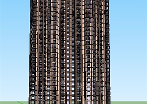 独栋高层公寓住宅楼建筑设计SU(草图大师)模型