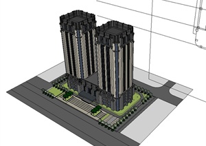 新古典办公楼建筑SU(草图大师)模型