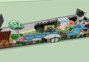 现代风格私家花园设计SU(草图大师)模型