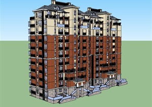 欧式高层住宅楼建筑SU(草图大师)模型