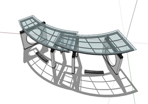 中式玻璃廊架设计SU(草图大师)模型