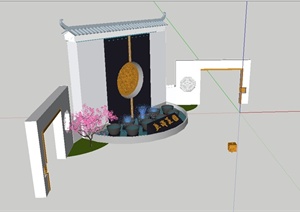 某古典庭院花园入口大门设计SU(草图大师)模型