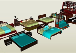 10款中式风格家具床SU(草图大师)模型