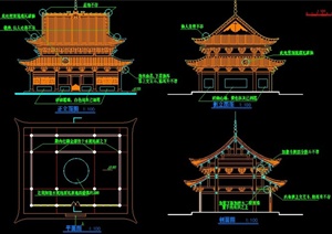 古典中式大雄宝殿建筑施工图