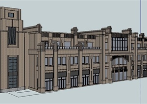 新古典风格3层办公楼建筑设计SU(草图大师)模型