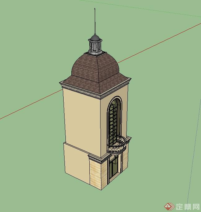 法式塔楼建筑设计su模型(2)