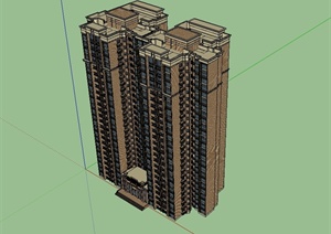 新古典风格高层住宅楼建筑SU(草图大师)模型