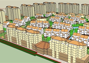 某大型住宅小区概念性建筑设计SU(草图大师)模型