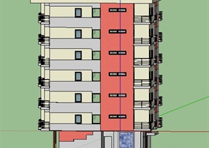 现代简约7层公寓住宅楼建筑SU(草图大师)模型