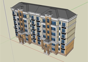 欧式花园洋房住宅小区楼设计SU(草图大师)模型