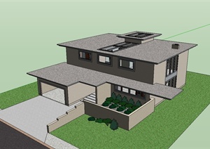 现代风格别墅建筑及室内设计SU(草图大师)模型