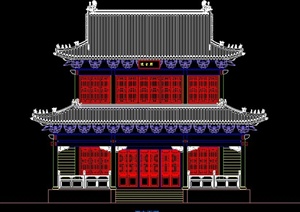 中式古建观音殿建筑设计图