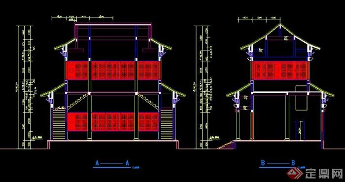 中式古建观音殿建筑设计图(4)