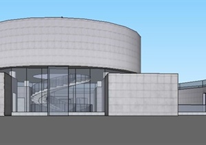 现代多层弧形办公楼建筑设计SU(草图大师)模型
