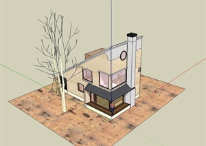 美式小别墅建筑楼设计SU(草图大师)模型