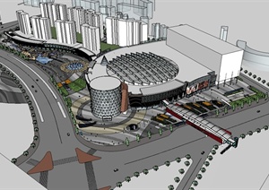 某现代风格商业中心广场建筑设计SU(草图大师)模型