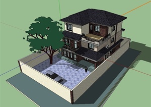新古典独栋别墅设计SU(草图大师)模型