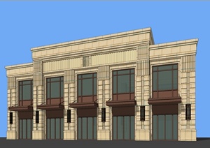 某新古典风格精致两层商业楼建筑设计SU(草图大师)模型