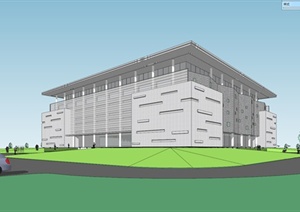 某现代风格合院教学楼建筑设计SU(草图大师)模型