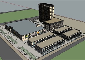 某现代风格商业环境综合楼建筑设计SU(草图大师)模型