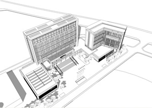 某现代风格综合教学楼建筑设计SU(草图大师)模型