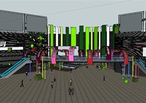 现代环形商业休闲广场设计Su模型