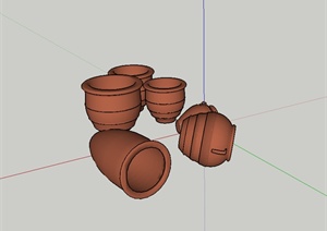 多种陶罐小品组合设计SU(草图大师)模型
