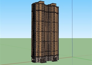 新古典风格超高层住宅楼SU(草图大师)模型