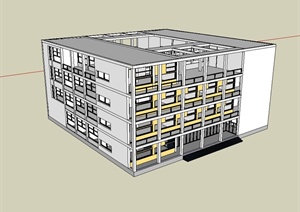 现代风格无材质办公楼建筑设计SU(草图大师)模型