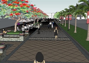现代风格商业街景观环境设计SU(草图大师)模型