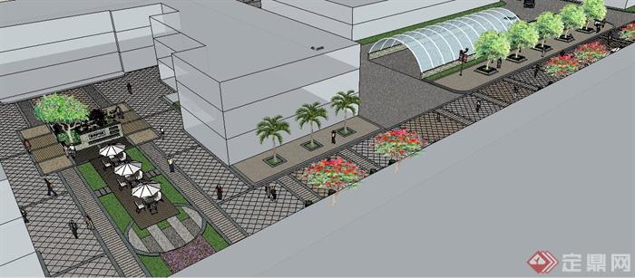 现代风格商业街景观环境设计su模型(4)