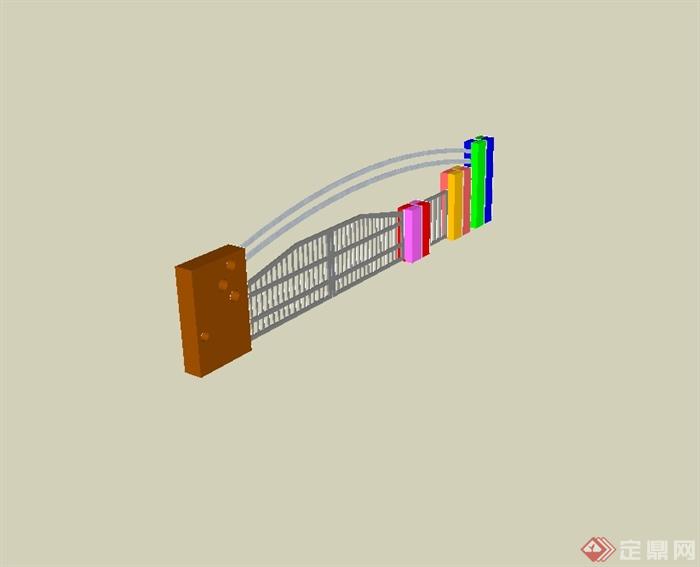 现代风格幼儿园入口大门设计SU模型(3)