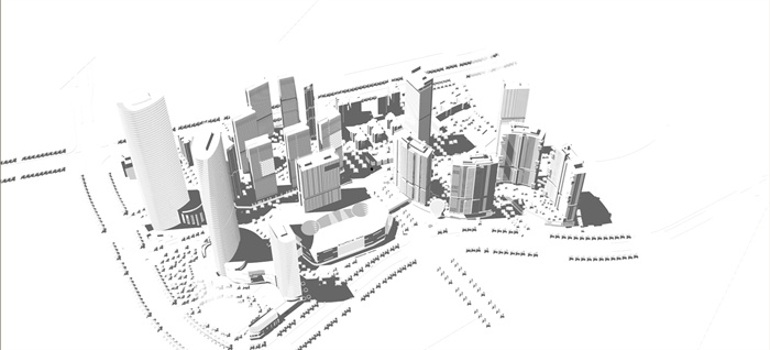 某现代风格大型商业社区综合楼建筑设计su模型