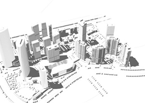 某现代风格大型商业社区综合楼建筑设计SU(草图大师)模型