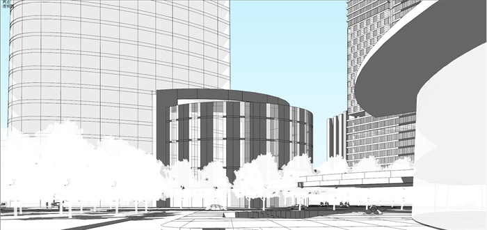 某现代风格大型商业社区综合楼建筑设计su模型