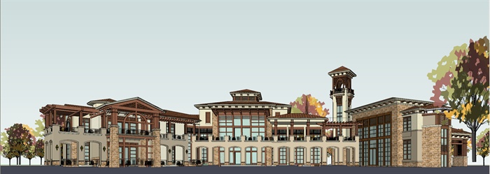 东南亚风格二层会所建筑设计su精品模型