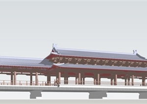 仿古中式廊桥风雨桥SU(草图大师)模型
