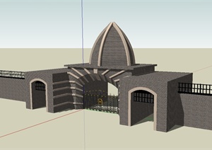 欧式风格城堡入口大门设计SU(草图大师)模型