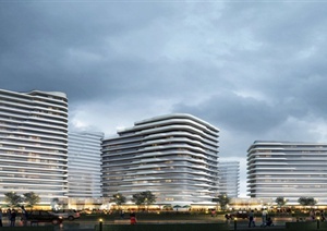 上海佘山地块 酒店 商业 公寓 景观规划设计SU(草图大师)整体模型