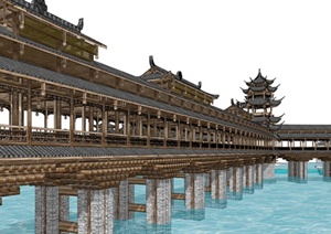 土家族风雨廊桥设计SU(草图大师)模型