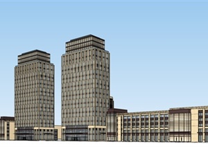 新古典商铺+住宅+办公综合体建筑设计SU(草图大师)模型