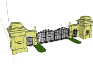 某欧式风格中央公园大门设计SU(草图大师)模型