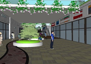某现代风格地下商业街设计SU(草图大师)模型
