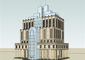 新古典风格俱乐部建筑楼设计SU(草图大师)模型